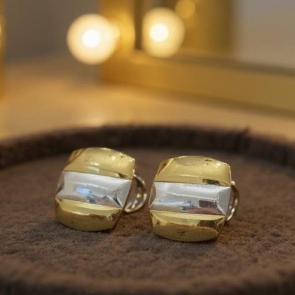 NWT Fashion Earrings Chunky‎ Geometric Stud Earrings - Gold and Silver